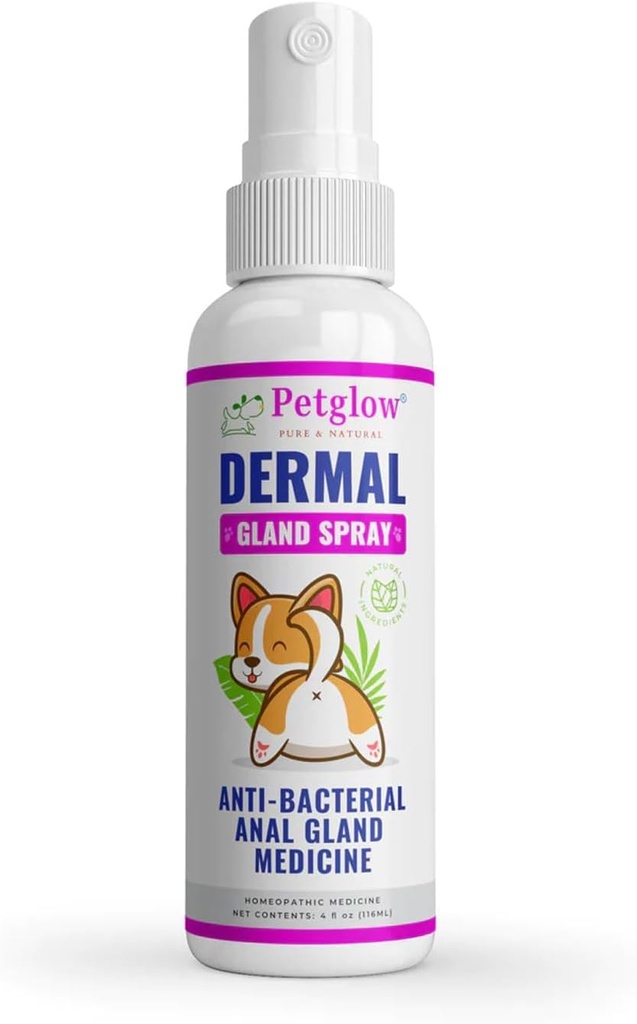 Petglow Anal Gland Medicine, Anal Reiniging voor honden, Anal Gland Support, Pet Grooming Spray, Treats en voorkomt hond Anal Gland infectie, Feline Anal Gland Relief Hygiene Spray - 4 fl oz