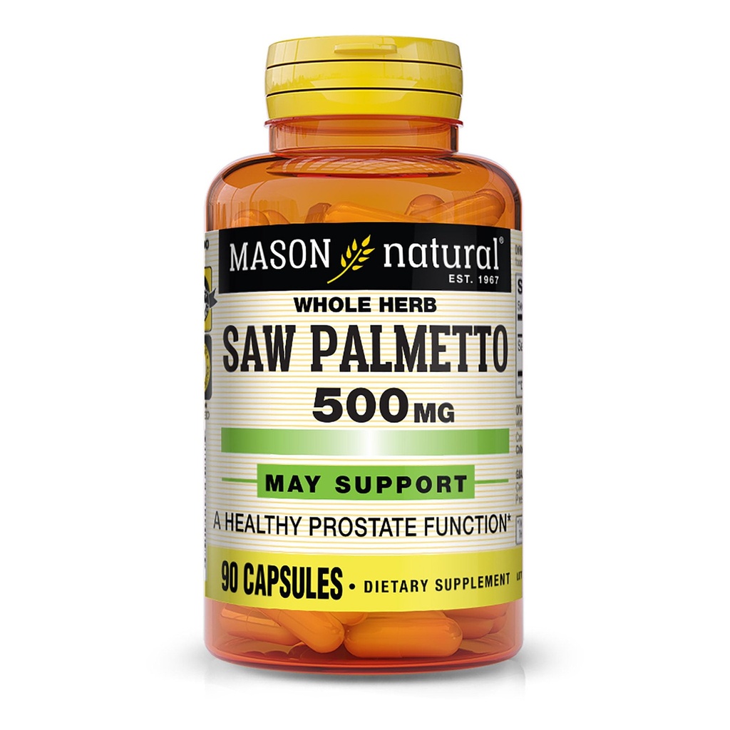 MASON NATURAL Saw Palmetto 500 mg, soutient la santé de la prostate et la fonction urinaire, 90 capsules