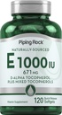 Piping Rock Vitamine E 1000 IE Softgels 120 Telling met D-Alpha en gemengde tocoferolen Glutenvrij, Non-GMO supplement