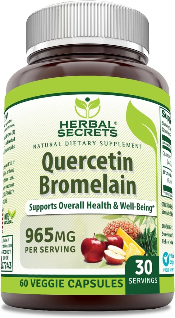 Kruidengeheimen Quercetin 800 Mg met Bromelain 165 Mg Supplement 