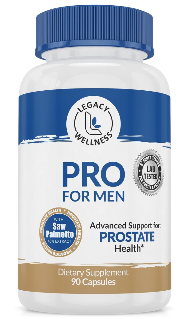 PRO Prostaat Gezondheid Supplementen voor mannen met Saw Palmetto, Beta Sitosterol + ondersteunt gezonde urine en stroom, vermindert Urges en badkamertrips zodat u goed kunt slapen + DHT-blokker, 90 capsules