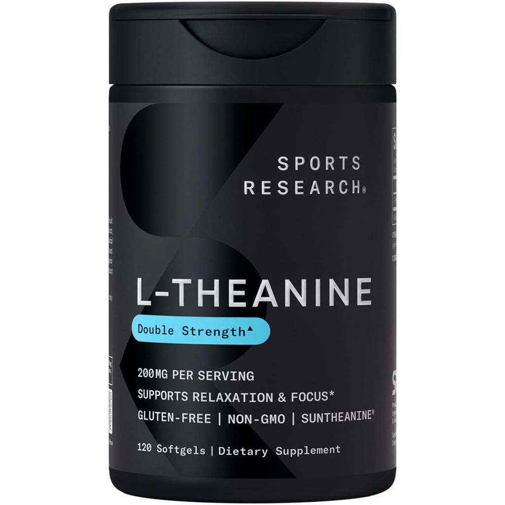 Sportonderzoek L-Theanine 200mg met biologische Kokosolie Suntheanine Supplement voor Focus, Ontspanning en Alertheid Dubbele sterkte, Non-GMO & Glutenvrij