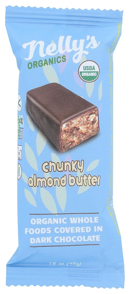 Nellys Organics Biologische Donkere Chocolade Chunky Almond Butter Bar, 1,6 Oz