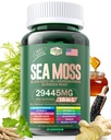 Sea Moss 12000mg Black Seed Oil 6000mg Ashwagandha 3000mg Turmeric 1000mg Bladderwrack 2000mg Burdock 3000mg & Vitamin C & D3 met Elderberry Manuka Dandelion Yellow Dock Iodine Chlorofyl ACV