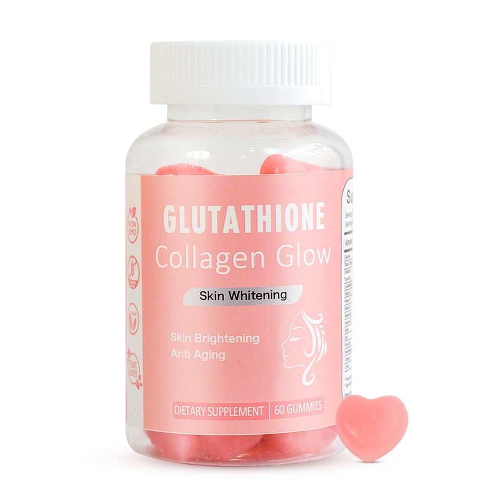 Glow Gummies voor vrouwen huidverzorging en gezondheid, 60 Graaf, Watermeloen smaak Collagen Glowing Skin Gummies voor huidverhelderende, Biologische Kauwbare Gummies Vitaminen, Veganistisch, Glutenvrije