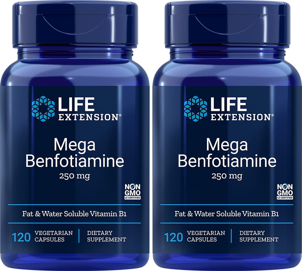 Levensduurverlenging Mega Benfotiamine Capsule, 250 Mg, 120 Vegetarische Capsules 2 Flessen