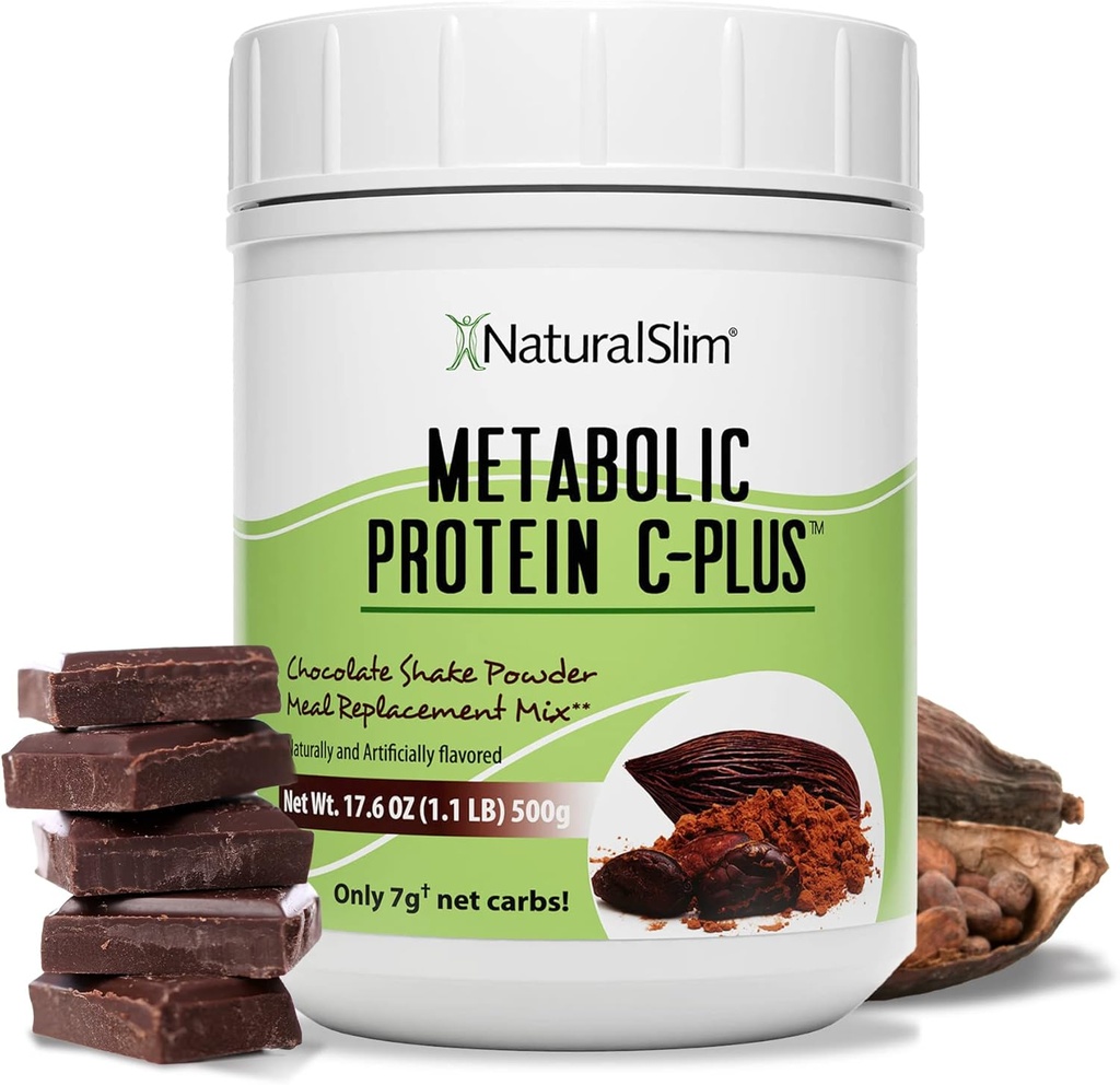 NaturalSlim Protein Powder with Vitamins and Minerals Metabolic C-Plus - Meal Replacement Powder fortified with Vitamin C, Zink & Amino Acid - Chocolate Protein Powder 10 Servers 1.1 lb.