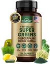 Organische Super Greens Superfood Capsules Supplement - Spirulina, Chlorella, Tarwegras, Kale Poeder, Sulforaphane, Antioxidanten - Gut Health, Digestie, Energie, Immuniteit Ondersteuning - 120 Vegan Capsules