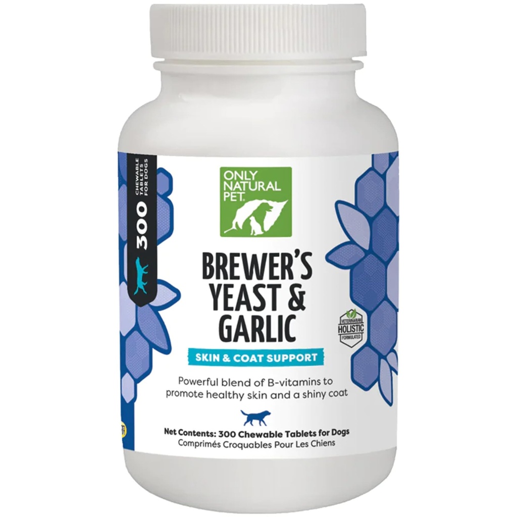 Uniquement les croustilles de levure et d'ail - Prévention des puces et des tiques naturelles pour les chiens - Fortifiées avec des vitamines B - Promotion de la peau et du manteau sains - 300 Comprimé de dénombrement
