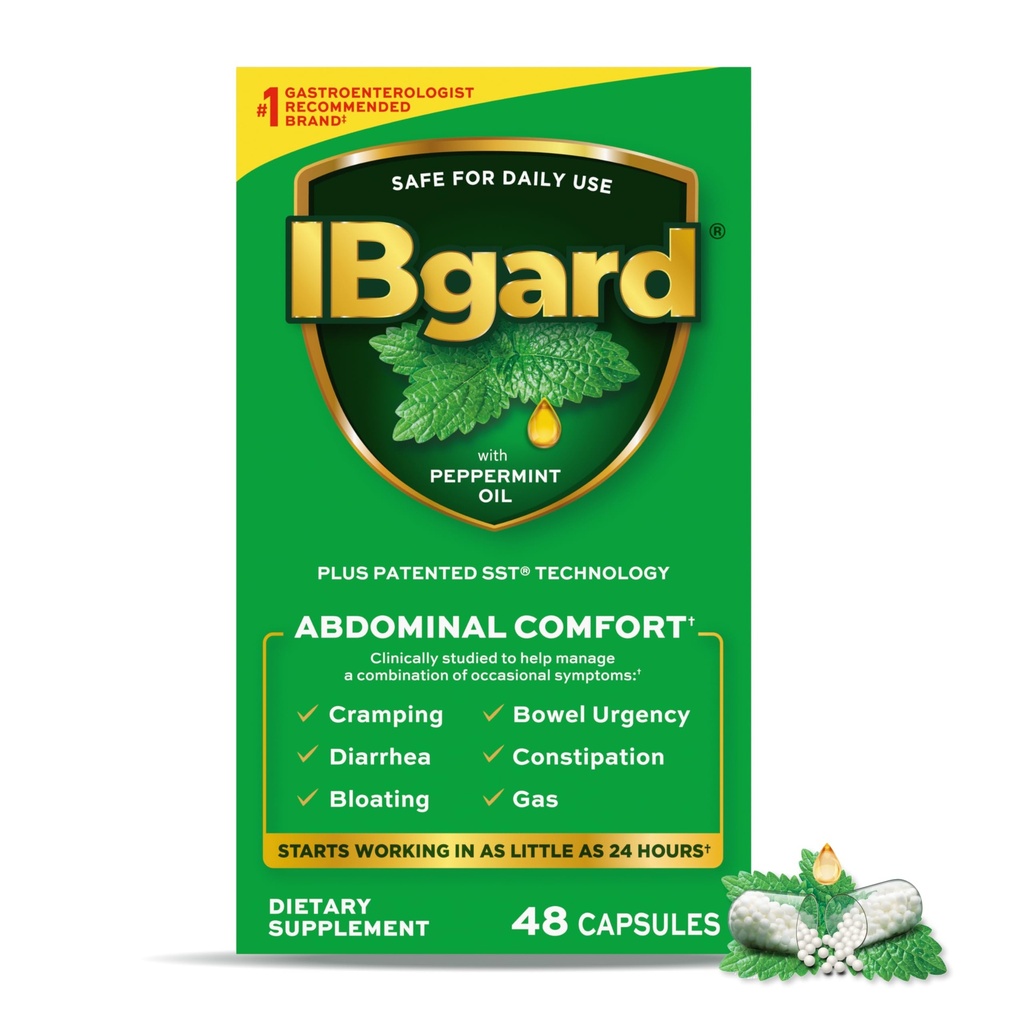 IBgard Gut Health Supplement, Peppermint Oil Capsules voor abdominale Comfort, 48 capsules