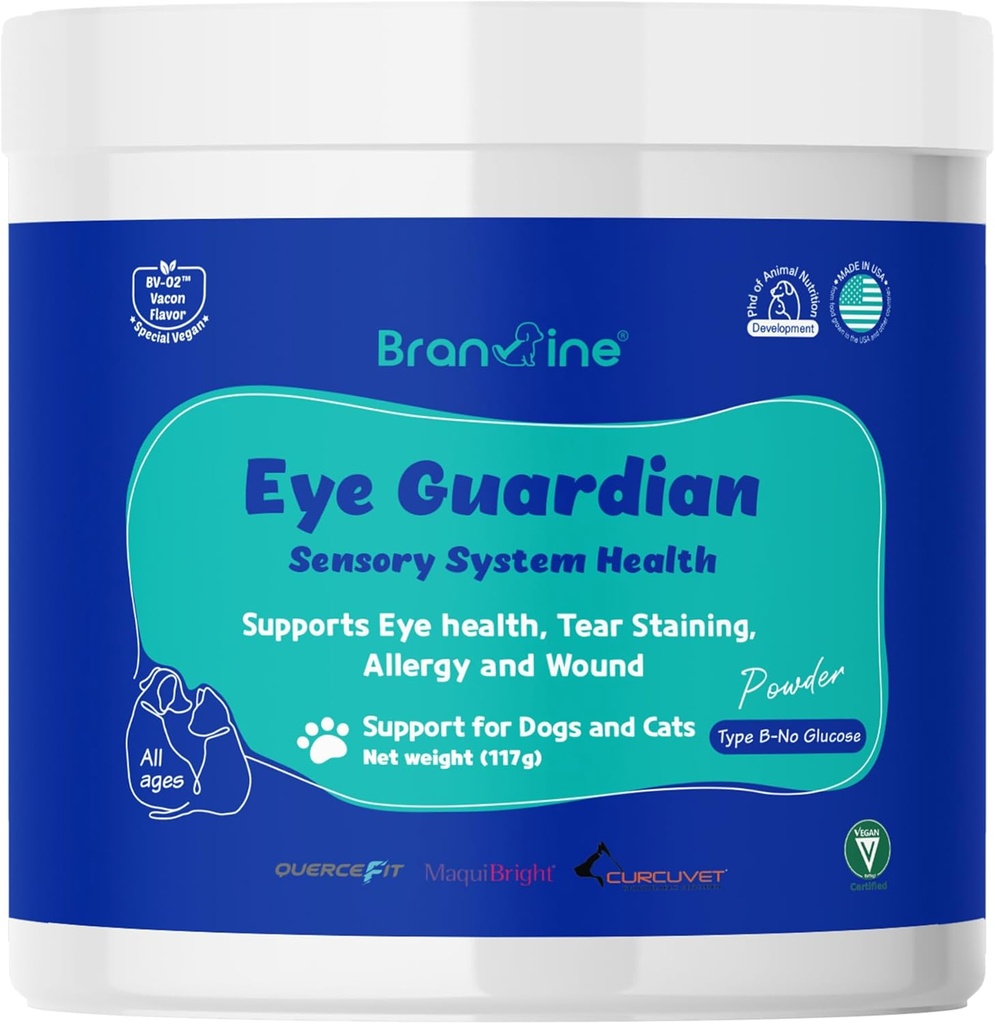 Oogbeschermer voor katten en honden - Ondersteunt Ooggezondheid, Tear Staining, Allergie en Wond (117g) met MaquiBright (Overgewicht)