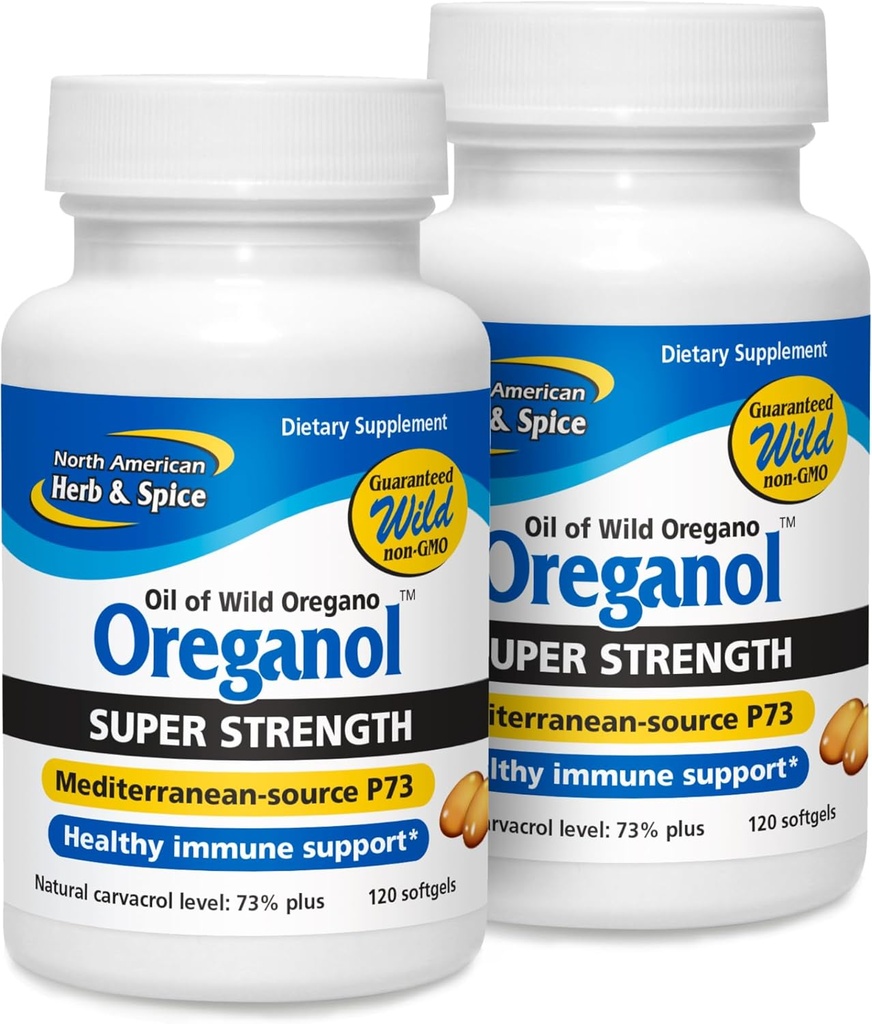 NOORD-AMERIKAANSE HERB & SPICE Super Strength Oreganol P73 - Verpakking van 2, 120 Softgels - Immuunsysteemondersteuning - Non-GMO, Vegan Friendly - 240 TotaalDiensten