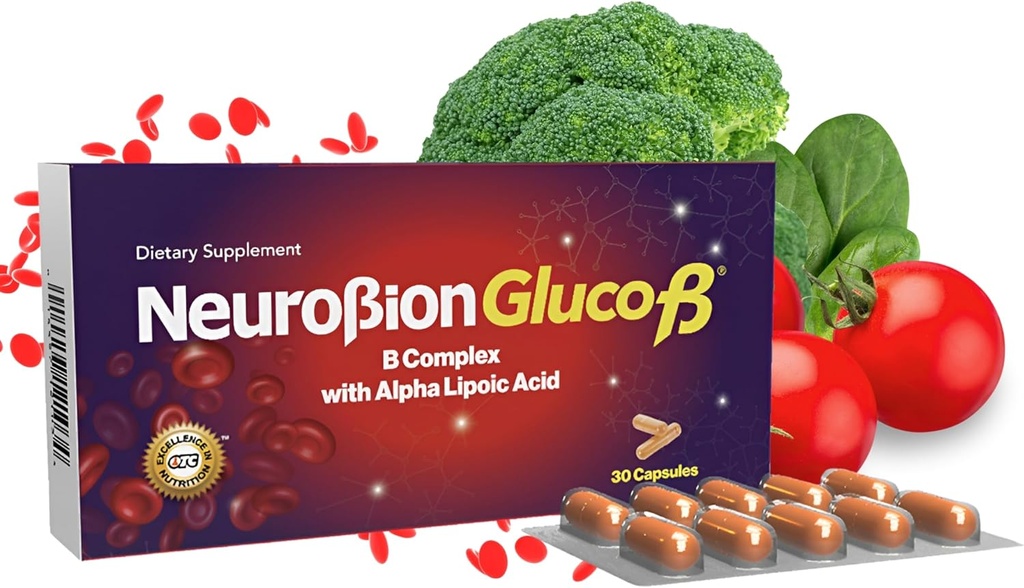 Neurobion Gluco B con Acido Alfa Lipoico Dieetsupplement B Complex met Alpha Lipoïnezuur, Complejo B 30 Capsule