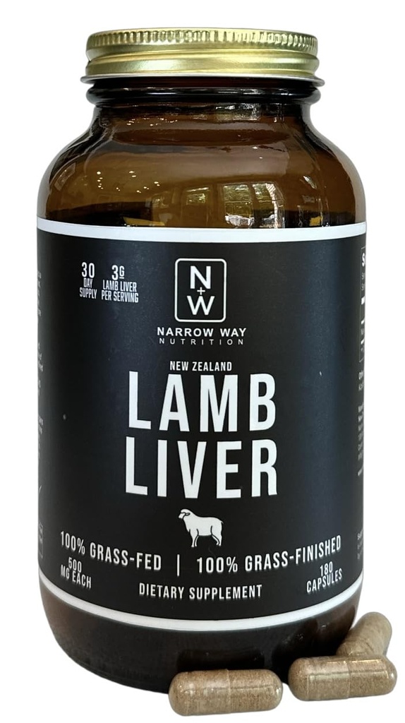 Lam Lever regeneratief verhoogd in Nieuw-Zeeland (180 capsules), 100% Gras-Fed & 100% Gras-Finished, 30 dagen levering bij 6 capsules Dagelijks (Kosher Bovine Gelatine Capsules)