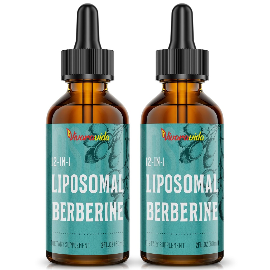 Supplément Berberine HCl 3000 mg - Liposomale Berberine HCl Liquide - Activateur AMPK avec Curcuma, Ceylan Cinnamon, 12 Ingrédients naturels - 4 fl oz