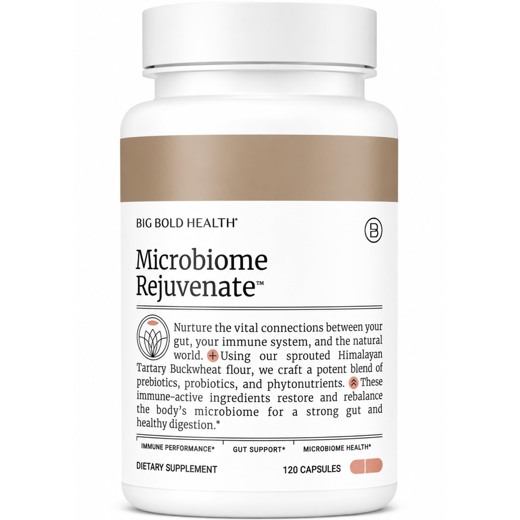 BIG BOLD GEZONDHEID Microbioom Rejuvenate Prebiotic + Probiotic Supplement for Gut Health & Immuun System Support - with Immuun-Active Himalaya Tartary Buckwheat - Gluten-Free (120 Vegetarische Capsules)