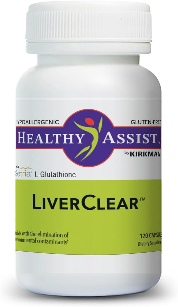 Kirkman LiverClear Supplement, 120 Capsules, Lichaamsreiniging met vitamine C, E, Selenium, Taurine, Curcumine, Milk Thistle, Glutathion, NAC & Calcium ter ondersteuning van het lichaam natuurlijke reiniging paden
