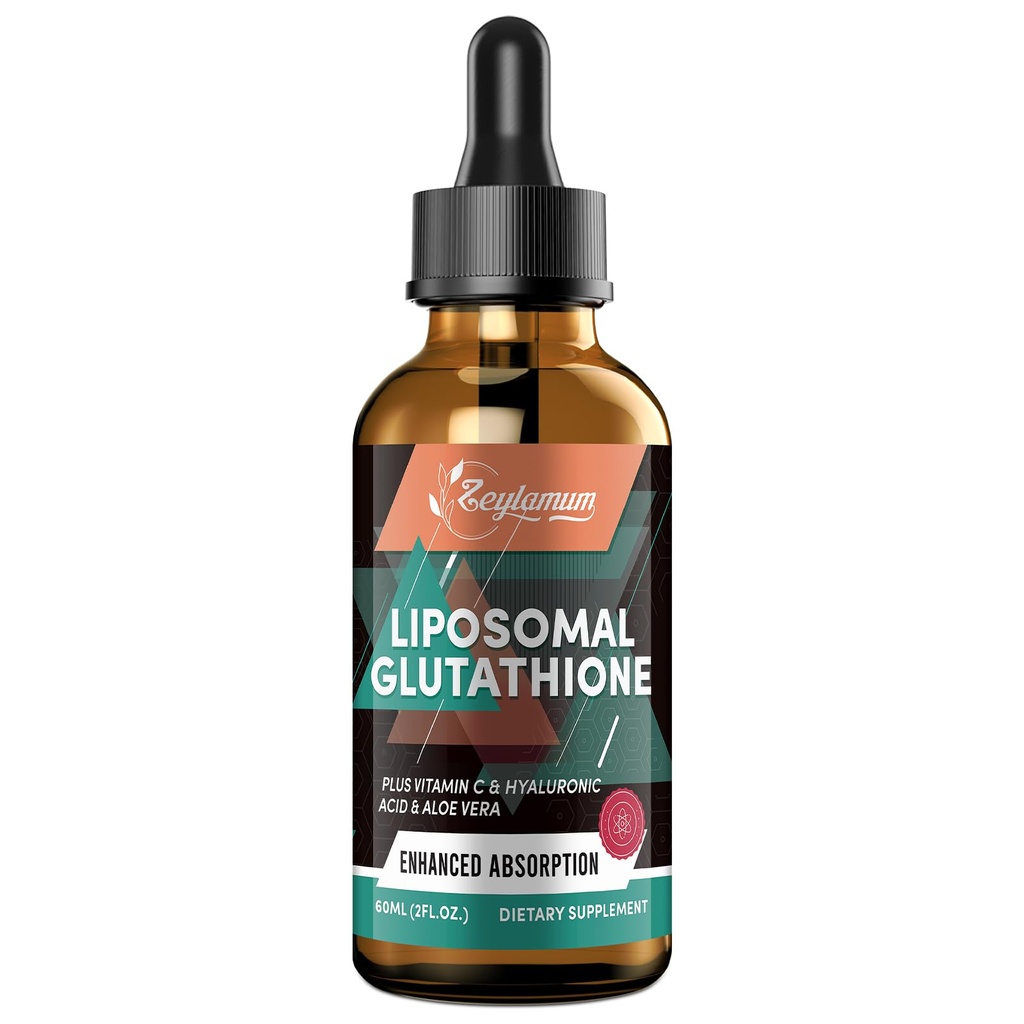 2000MG Liposomale Glutathion Liquid Drops, Ultra High Absorptie, Natural Detoxification, Immuun System & Skin Supprot*, L-glutathione, Vitamine C & Hyaluronzuur, Capsules Alternatief, 2,02 OZ
