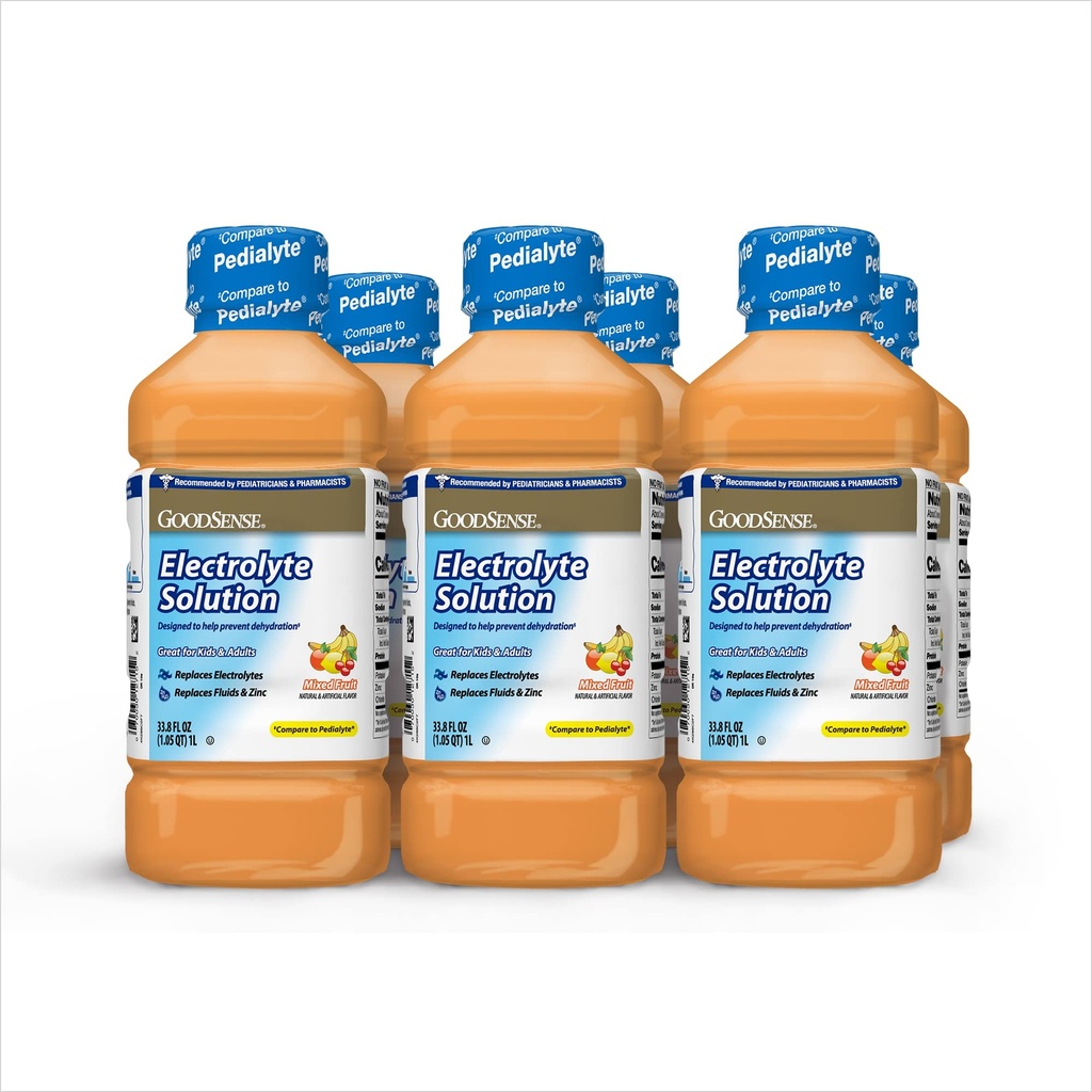 GoodSense Mixed Fruit Electrolyte Solution - Vervangt Elektrolyten, Fluids & Zink voor kinderen & volwassenen, Hydratatie Drank voor dehydratie, 33,8 Fluid Ounces (pakket van 6)
