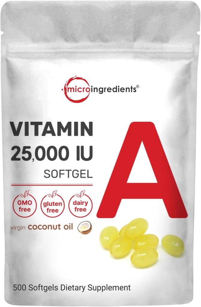 Micro Ingrediënten Maximale sterkte Vitamine A en/of IU 500 Softgels met Kokosolie voor betere absorptie 