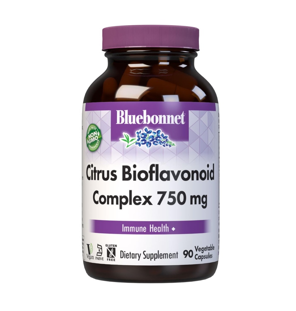 Bluebonnet Citrus Bioflavonoid Complex 750 mg Immune System Support - Hesperidin Citrus Bioflavonoids from Oranges Lemons Grapefruit & Limes - Non-GMO, Vegan, Gluten-Free - 90 Veggie Capsules