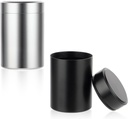 2 stuks Portable Metal pil Organizer, Ronde Dagelijkse pil Box houder zakje kleine pil geval geneeskunde Organisator vitamine flessencontainers voor reizen buiten visolie supplementen (Zwart + Zilver)