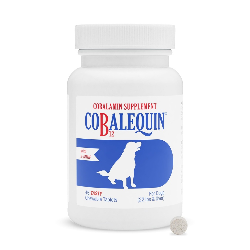 Nutramax Laboratories Cobalequin B12 Supplement voor middelgrote tot grote honden, 45 kauwtabletten, gehydrolyseerde kip, 2,08 ons