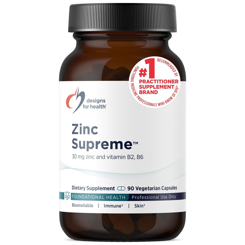 Conceptions pour la santé Zinc Supreme - 30mg supplément de chélate de bisglycin de zinc avec cofacteurs Taurine, vitamine B6, B2 + molybdène - supplément de soutien immunitaire - Vegan + non-OGM (90 capsules)