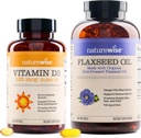 NatureWise Vitamine D3 5000iu (125 mcg) 1 Jaar Supply for Healthy Muscle Function, and Immune Support Organic Flaxseed Oil Max 720mg ALA 