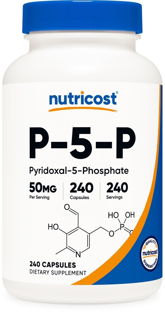 Nutricost P5P Vitamine B6 Supplément 50mg, 240 Capsules (Pyridoxal-5-Phosphate) - Végétarien amical, non-OGM, sans gluten