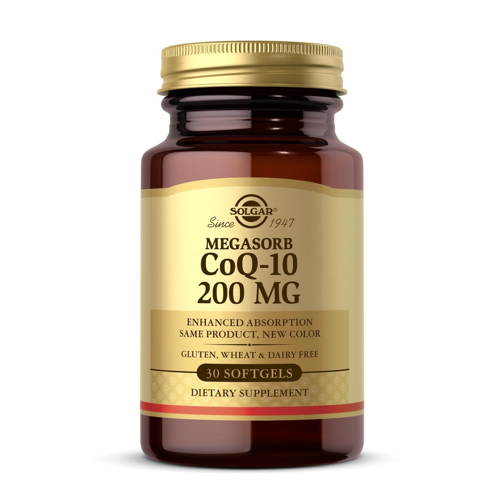 Solgar Megasorb CoQ-10 200 mg - 30 Softgels - Enhanced Absorptie - Glutenvrij, Melkvrij - 30 porties