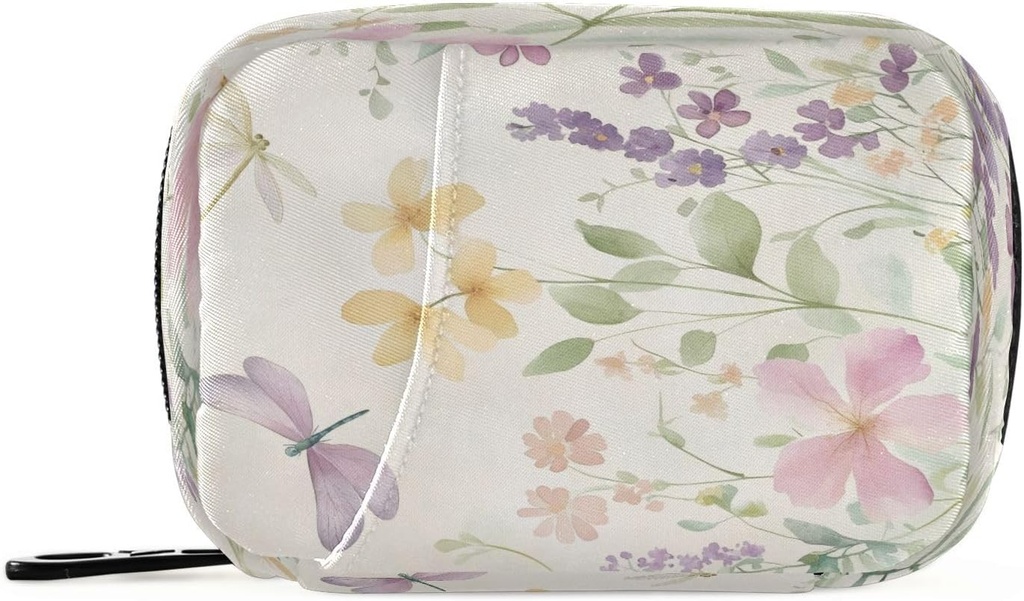 Burbuja Wildflowers Dragonfly Travel Pill Case, hebdomadaire portable Pill Box 7 jours Pill Organizer to Hold Medicine Vitamine supplement with Zipper for Travel