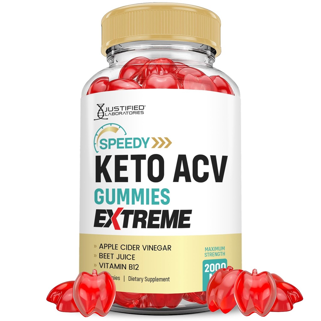 Justified Laboratories Speedy Keto ACV Gummies Extreme 2000MG Speedy Keto Gummies Advanced Formula Apple Cider Vinegar met Granaatappel Beet Sap Poeder B12 Vegan Non GMO 60 Gummys