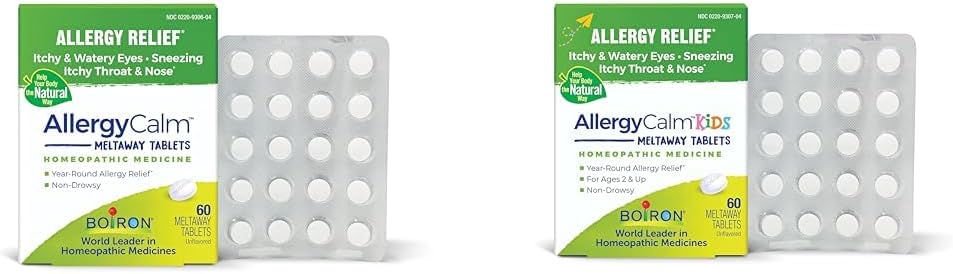 Boiron AllergieCalm tabletten voor Allergie Relief Bundle met volwassen 60 Graaf en Kinderen 60 Tellen