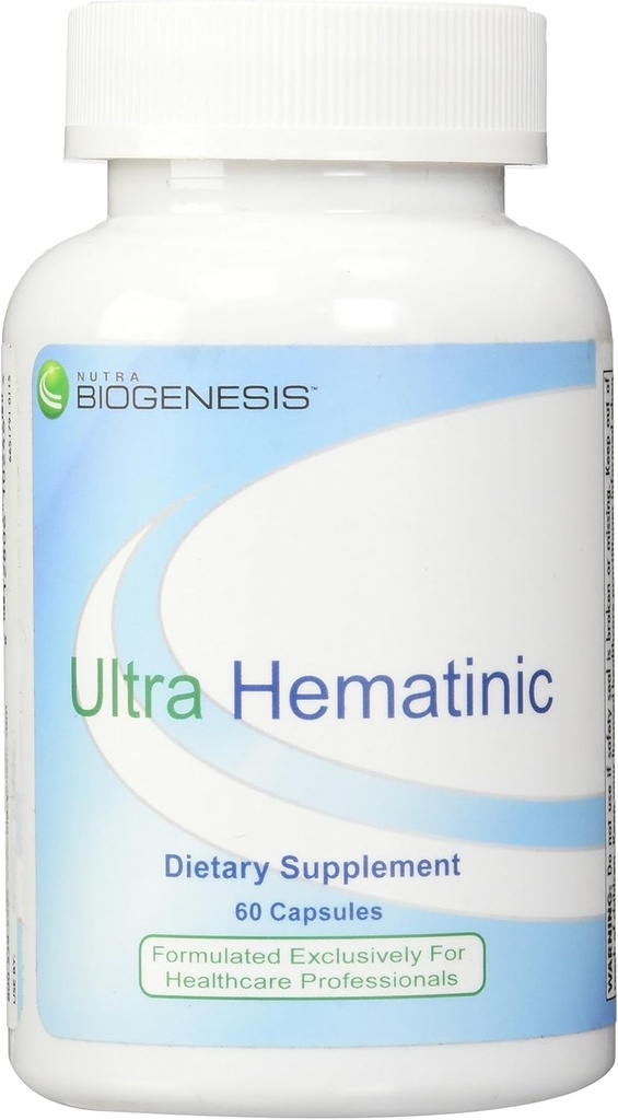 Nutra BioGenesis - Ultra Hematinic - IJzer, B Vitaminen en Koper voor ijzer Absorptie, RBC Ondersteuning en Energie - 60 Capsules