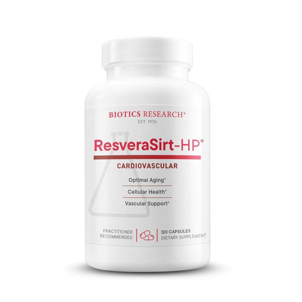 Recherche en biotique ResveraSirt HP Formulé par le Dr Mark Houston, Trans Resveratrol, Quercetin, Augmentation de l'activité sirtuine, Soutien cardiovasculaire, Puissance cardiaque, Soutien vasculaire, 120 Capsules