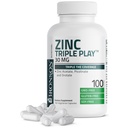 Bronson Zink Triple Speel 30 mg Triple Coverage Immune Ondersteuning met zinkacetaat, picolinaat & Orotaat - Immune, Antioxidant & Skin Health Ondersteuning - 100 Vegetarische Capsules