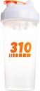 310 Nutrition Protein Shaker Bottle Meal Replacement Blender Cup For Mixing Protein Powders, Lemonade Mix, And Pre Workout (Clear w/White Lid)