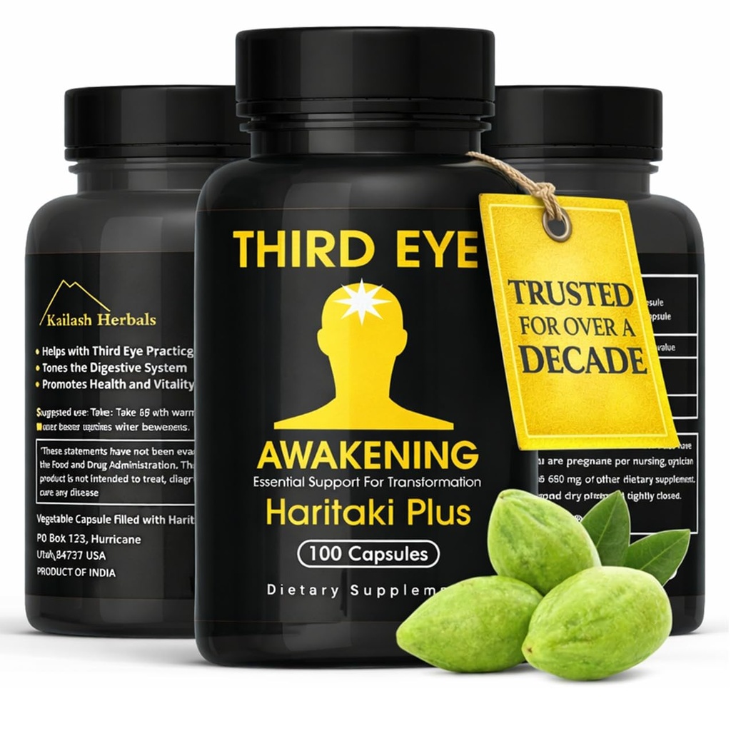 Third Eye Awakening - Biologische Haritaki Capsules- Kailash Kruiden-100 Capsules- 650 mg Each-Terminalia chebula- Vegan