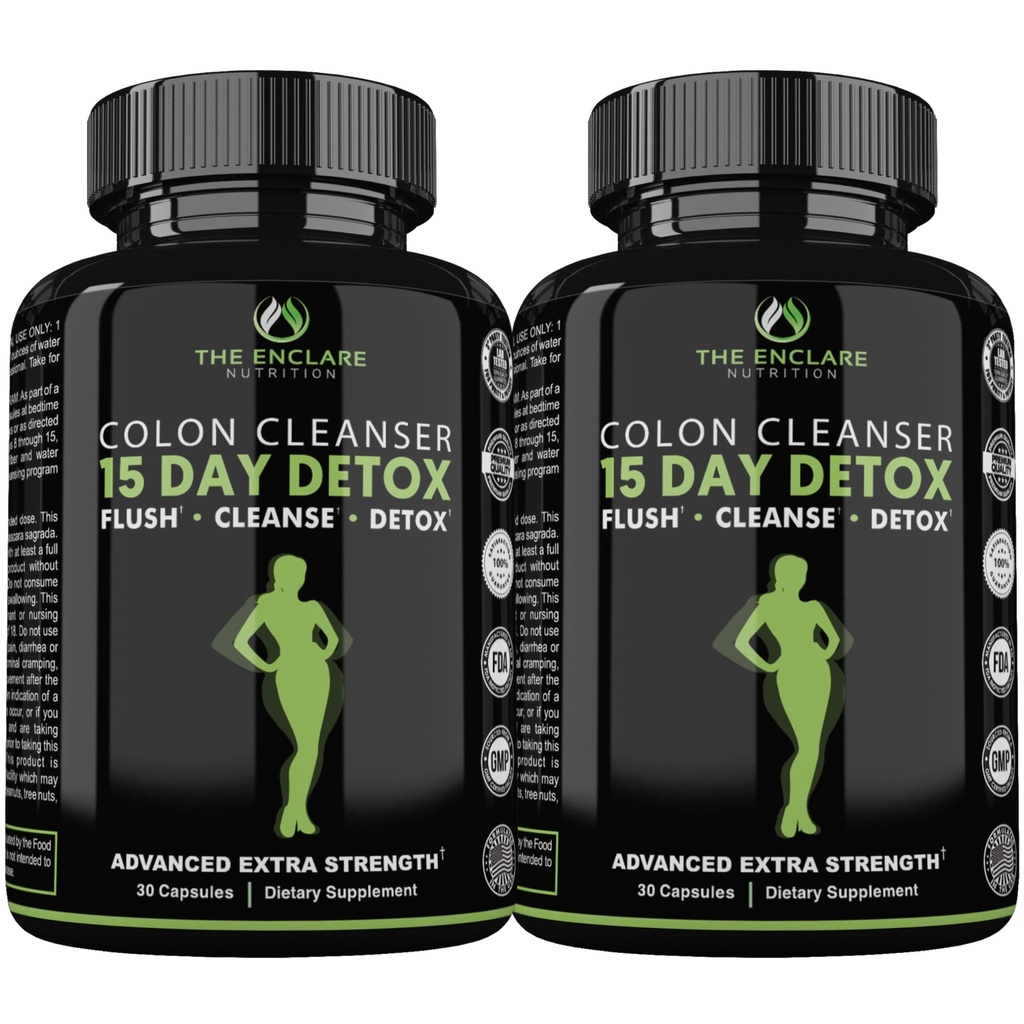 THE ENCLARE NUTRITION 15 Day Detox Cleanse for Weight Loss. Advanced Gut Support for Women & Men. Colon Cleanse Laxatives for Constipatie & Bloating Relief. Gut Cleanse Probiotic Diet Pillen 60ct (2)