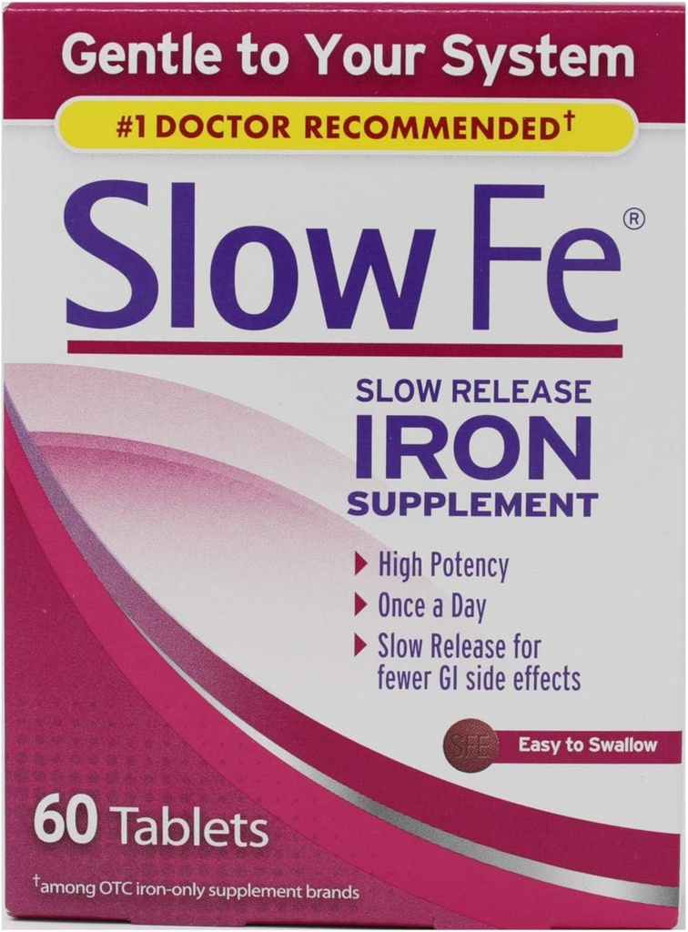 Slow Fe Slow Release Iron Tablets, 60 Count