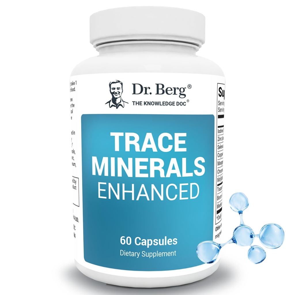 Dr. Berg Trace Minerals Enhanced Complex - Compleet met 70+ Mineralen Inclusief 10 mg zink - Dieetsupplement - 60 Capsules