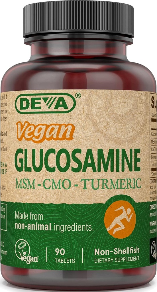 DEVA Vegan Glucosamine MSM & GMO, GMO, Kurkuma Extract, Boswellia Extract met Non Animal Ingrediënten, 90 tabletten