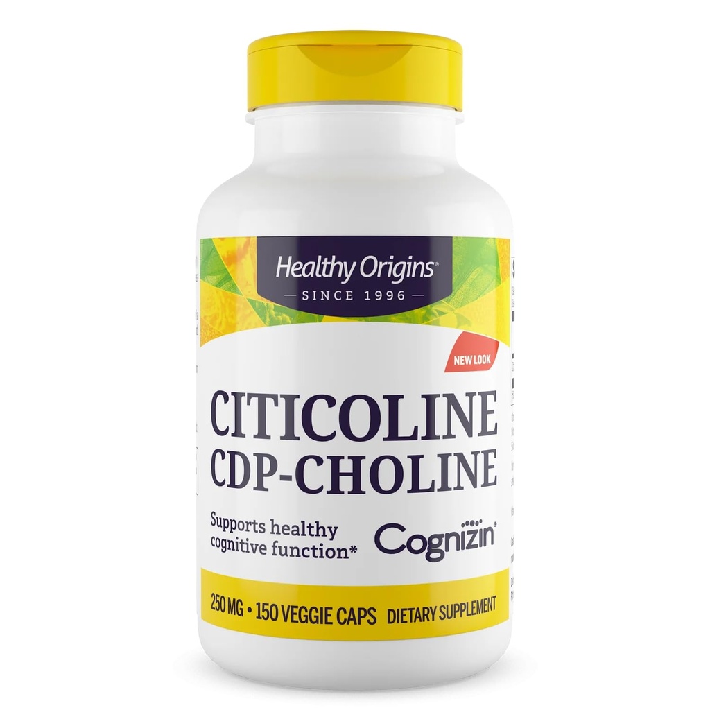 Gezonde oorsprongen Cognizin (Citicoline), 250 mg - Hersensupplement voor geheugen met citicoline CDP Choline - Non-GMO, Vegan & Glutenvrije supplement - 150 Veggie Capsules