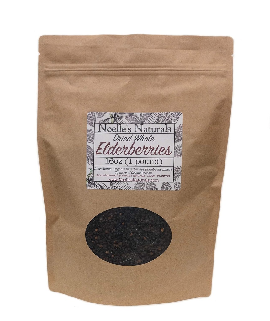 Fraises entières séchées - 1 livre en vrac - Berry d'aînés en gros - Pour faire du sirop de baies aînées, du thé, des gommes, du soutien immunitaire - Non irradié - Non-Gmo - Naturel et biologique