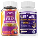 NEVISS Fibre prébiotique 7G Gommies pour adultes + Melatonine 60mg pour adultes