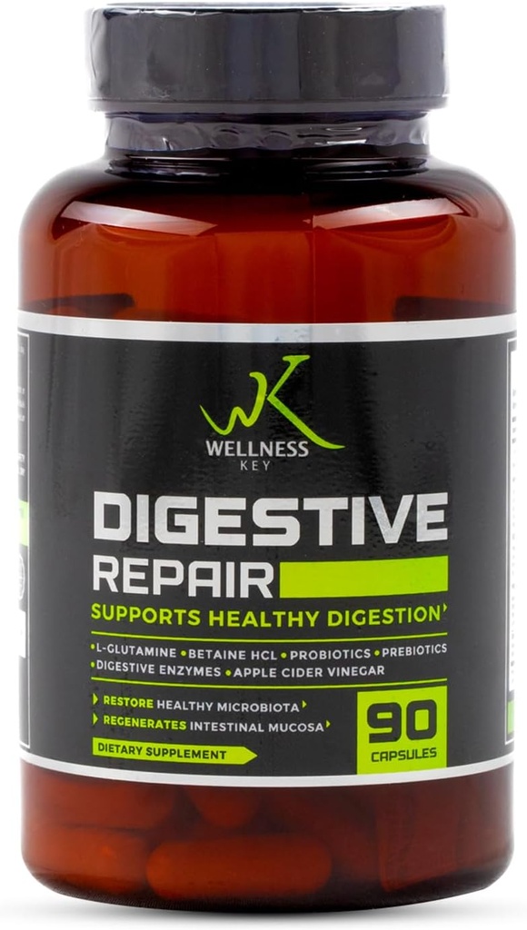 Digestieve Reparatie 5-in-1 plus 7 Digestieve Enzymen en 6 Strains Probiotica met 3 Miljard CFUs+Probiotic 