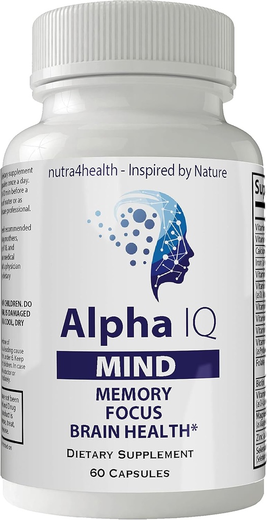 Alpha IQ Mind Brain Focus Geheugen Gezondheid Pro Mind Complex Mind Tech Nootropic Original by Nutra4health Mindtech Brain Booster Supplement 60 Capsules
