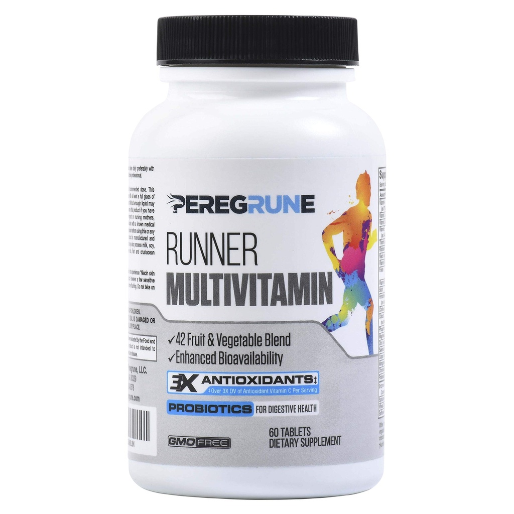 Multivitamine de runner – Vitamine artificielle avec des antioxydants pour la santé / Running Recovery – Complexe B complet pour l'endurance, l'énergie – Probiotiques, aliments entiers – Suppléments de course certifiés