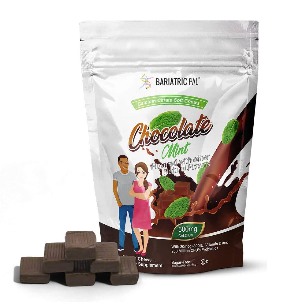 BariatricPal Sugar-Free Calcium Citrate Zachte Kauwen 500 mg met vitamine D & Probiotica 